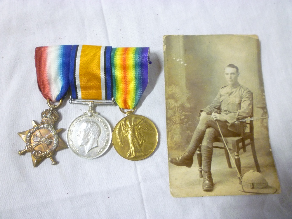 A 1914/15 Star trio of medals awarded to