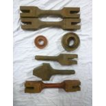 Five wooden railway signal blockers and