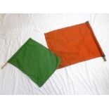 Two railway Guards flags - red/green