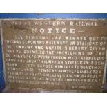 A Great Western Railway iron rectangular