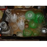 A box of mainly green glass.