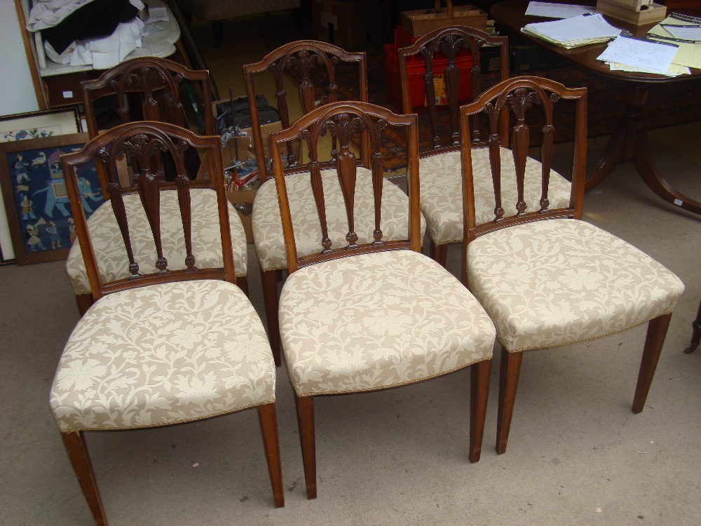 A set of six good quality early 20th Century George III style Sheraton design dining chairs with