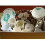 A Japanese Kokura porcelain coffee set with various commemorative mugs etc.