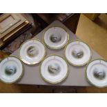 Six Spode fish plates "Chub" and "Pike" signed F.