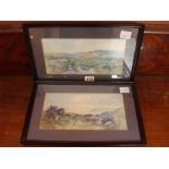 A pair of Scottish watercolour moorland scenes, signed Cunningham Bridgman.