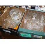 Two boxes of assorted glassware.