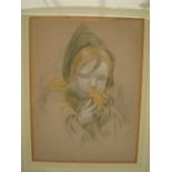 Esther Johnson (British act C. 1896 - 1941). sketch of a young girl, pastel, signed, f/g. 18 x 24cm.