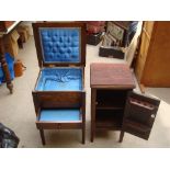 A 1930's sewing box and smokers cabinet.