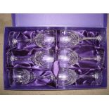 A set of six Edinburgh Crystal goblets, boxed.