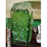 A Whitefirars green coffin vase, two small chips,