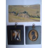 An 18th Century portrait miniature (a/f), a silhouette and a watercolour.