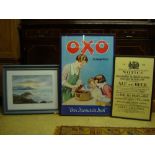 A reproduction Oxo poster and two other pictures.