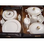 A part Villeroy and Boch "Charleston Gold" service comprising eight dinner plates, two tureens,