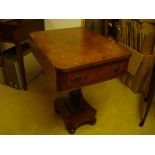 A William IV amboyna pedestal work table,