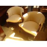 A pair of reproduction mahogany framed tub armchairs (2).