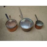 Two 19th Century copper pans and a brass pan.