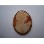 A cameo brooch mounted in 9ct gold frame.