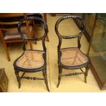 Two inlaid ebonised 19th Century chairs.