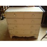 A mid 19th Century white painted pine chest of drawers,