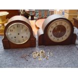 A Smith's oak mantel clock, 8 day movement with passing half strike on a coil,