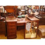 A Victorian mahogany twin pedestal mahogany dressing table,