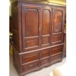 A mid 18th Century oak press cupboard,