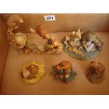 A collection of mice figurines to include four Aynsley dormice,