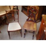 A Victorian hall chair and an Edwardian inlaid bedroom chair.