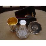 An early Victorian silver travelling communion set, in fitted, slightly a/f,