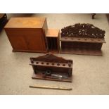 A smokers cabinet and 19th Century pipe racks etc.