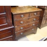 An early 18th Century joined oak chest of drawers,