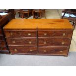 A 19th Century military style campaign chest of six drawers, with later inset brass ring handles.