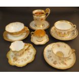 Six various cabinet cups and saucers,