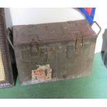 A WWII metal ammunition tin,