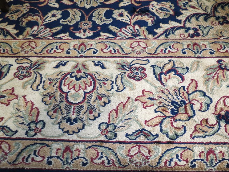 A modern blue ground Keshan rug 2.00m x 1.
