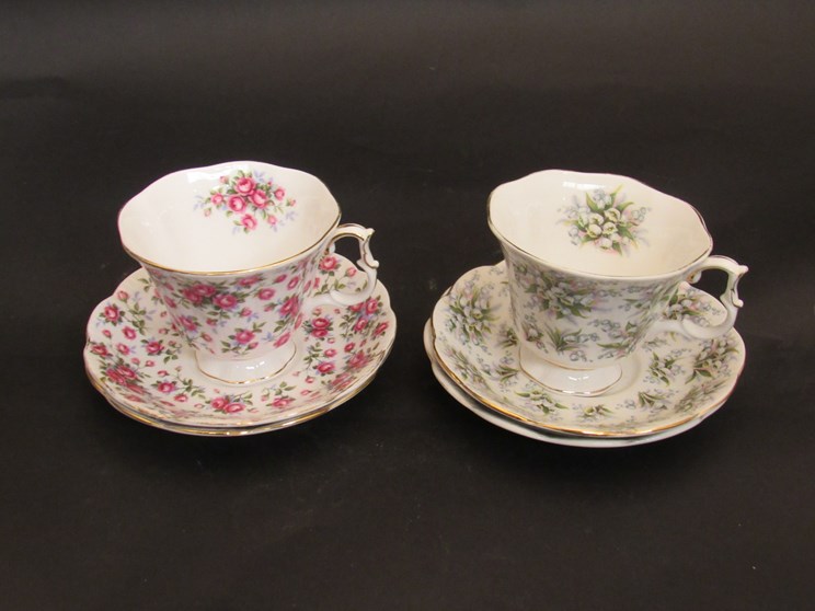A quantity of Royal Albert cups and saucers all with floral decoration