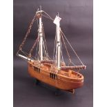 A late 20th Century hand crafted model of a Topsail Schooner from the 1880's made by Glyn South,