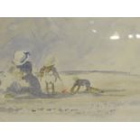 In the manner of Caroline Ponsonby, Day at the Seaside, watercolour indistinctly signed,