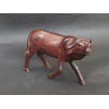 A 20th Century Indian carved hardwood figure of a water buffalo,