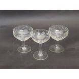 Nine champagne saucers