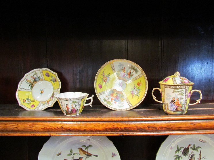 19th Century continental cups and saucers some with marks similar to Meissen and Sevres (7) - Image 2 of 4