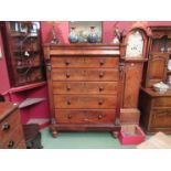 A Victorian mahogany Scotch chest of six graduated drawers with top cushion drawer 163cm x 122 x 57
