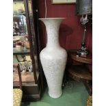 A pearlescent glazed tall floor standing vase with flared rim,