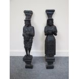 Two 19th Century oak figural columns,