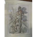 ADRIAN HILL: RBA RI (1895-1977) Pencil and Watercolour 'In Cowdray House Gardens', signed and dated,