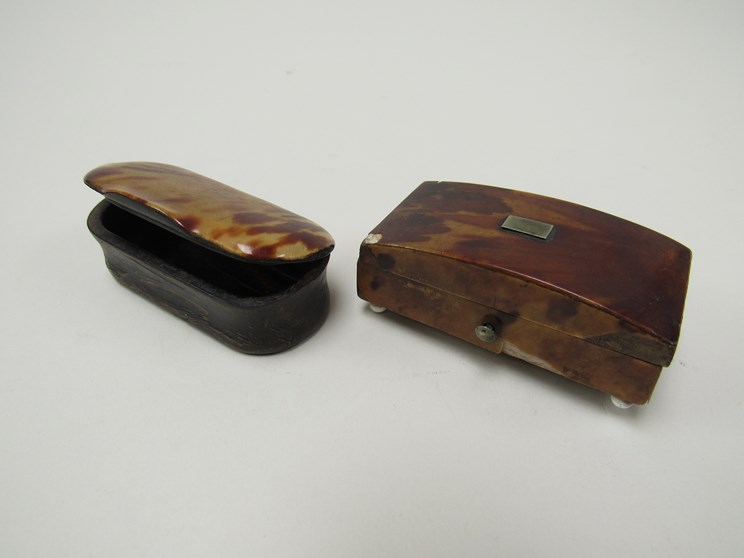 Two tortoiseshell snuff boxes