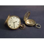 A Dennison 10ct gold plated pocket watch and a compass