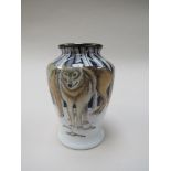 A Moorcroft Enamels "Wolves" limited edition vase, 47/100, 8cm tall, painted by E.