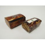 Two 19th Century tortoiseshell dome top trinket boxes,