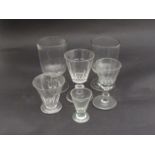 Two Victorian ale glasses and four assorted 19th Century glasses